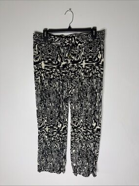 Hester & Orchard Black & Cream Patterned Women’s Pull-On Pants Size Medium